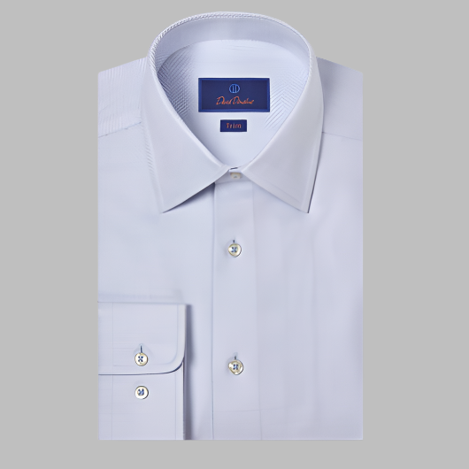 David Donahue Blue Bone Dress Shirt-Trim Fit-White/Blue