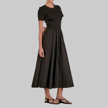 Load image into Gallery viewer, Elan Ribbed Mixed Media Maxi Dress-Black
