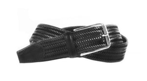 Martin Dingman Lexington Braided Italian Saddle Leather Stretch Belt-Black