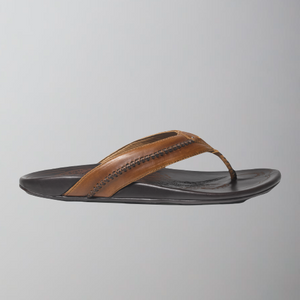 Olukai Mea Ola Leather Sandal-Tan/Dark Java
