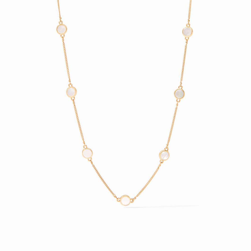 Julie Vos Valencia Delicate Station Necklace-Mother of Pearl