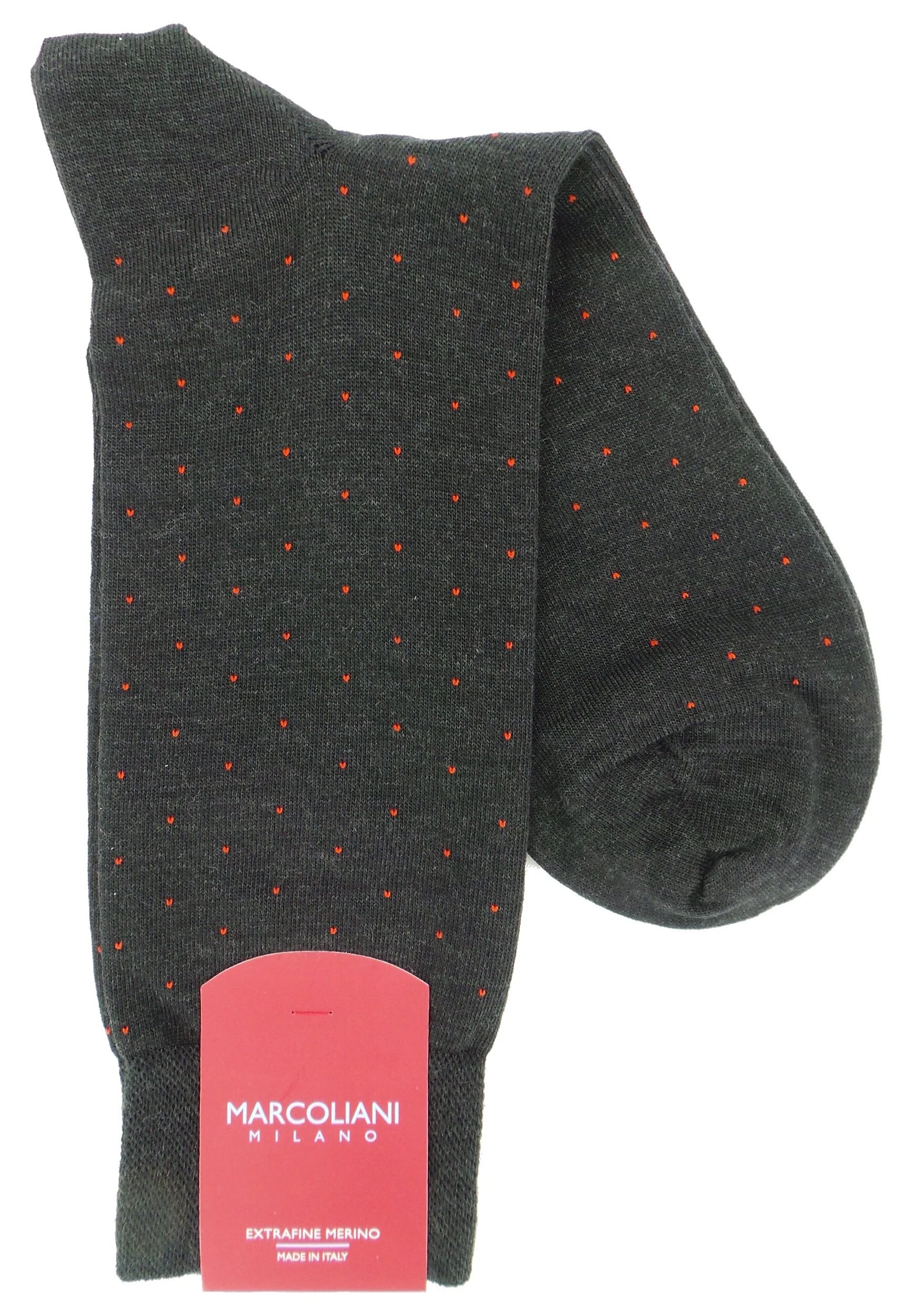 Marcoliani Classic Dress Sock-Charcoal/Ginger Pin Dot
