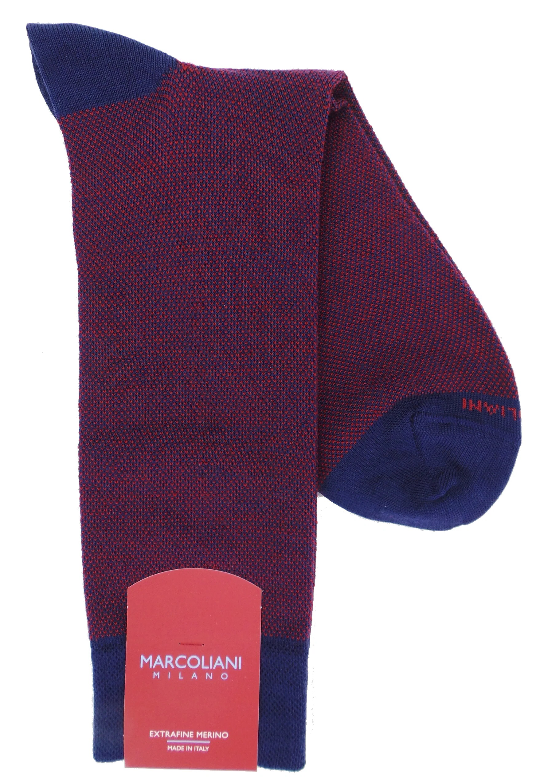 Marcoliani Mid-Calf Dress Socks-Red Birdseye