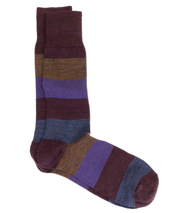 Geoff Nicholson Mid Calf Socks-Purple & Brown Stripe