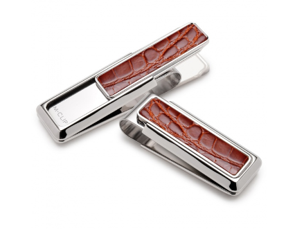 M-Clip Alligator Money Clip - Cognac