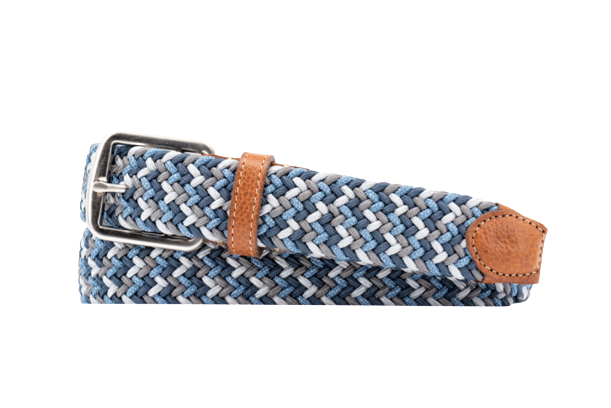Martin Dingman Newport Woven Italian Stretch Braided Belt-Blue Multi