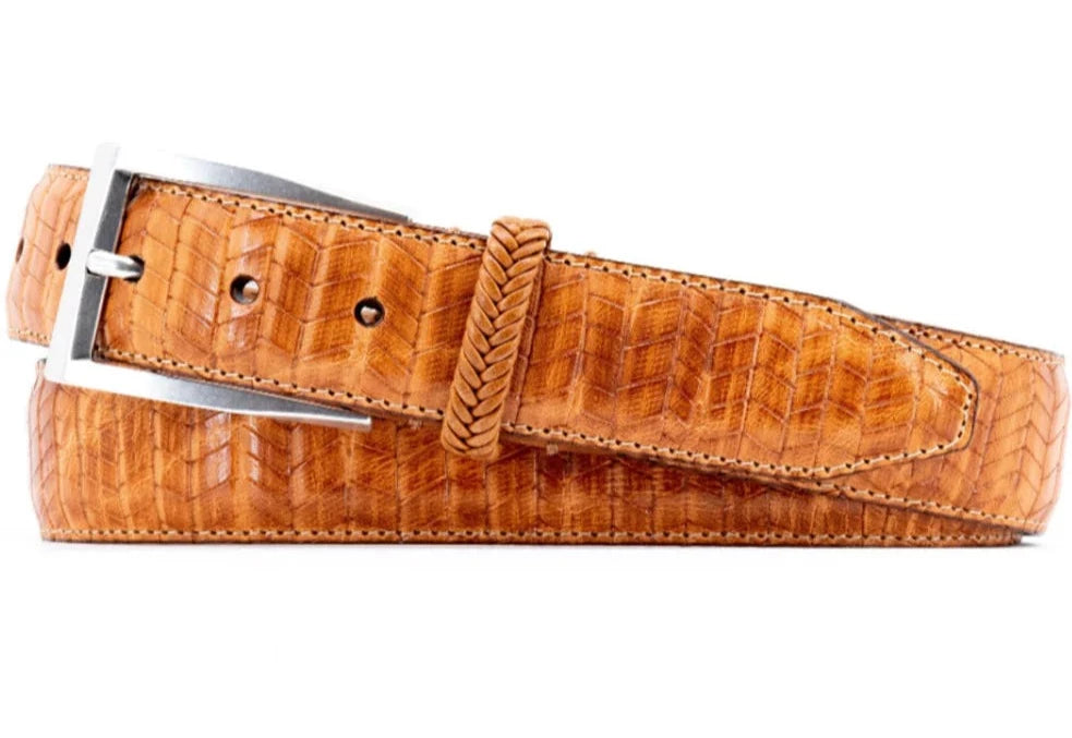 Men's Martin Dingman Lexington Braided Leather Belt, Size 36 - Saddle Tan