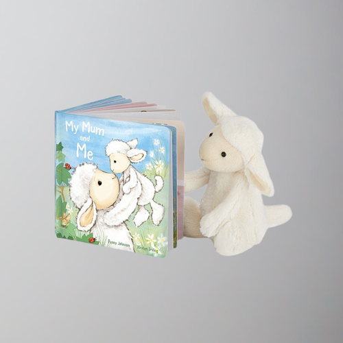 Jellycat Bashful Lamb and My Mom & Me Book