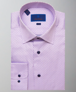 David Donahue Dress Shirt-Trim Fit-Lilac/Navy Dot 16 / 34/35 David Donahue Dress Shirt-Trim Fit-Lilac/Navy Dot 16 / 34/35