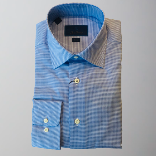 David DonahueDress Shirt-Trim Fit-Blue Check