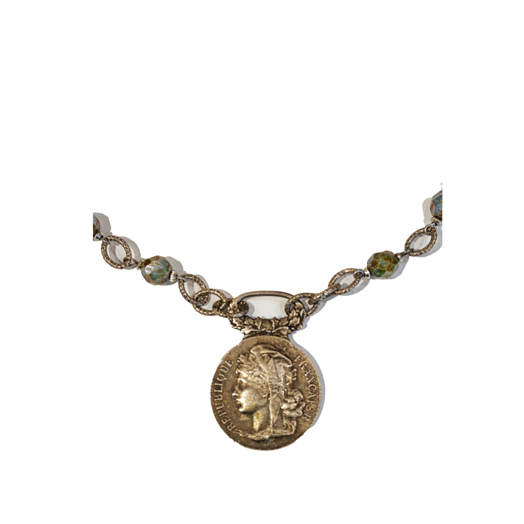 Bella Rose French Coin Necklace